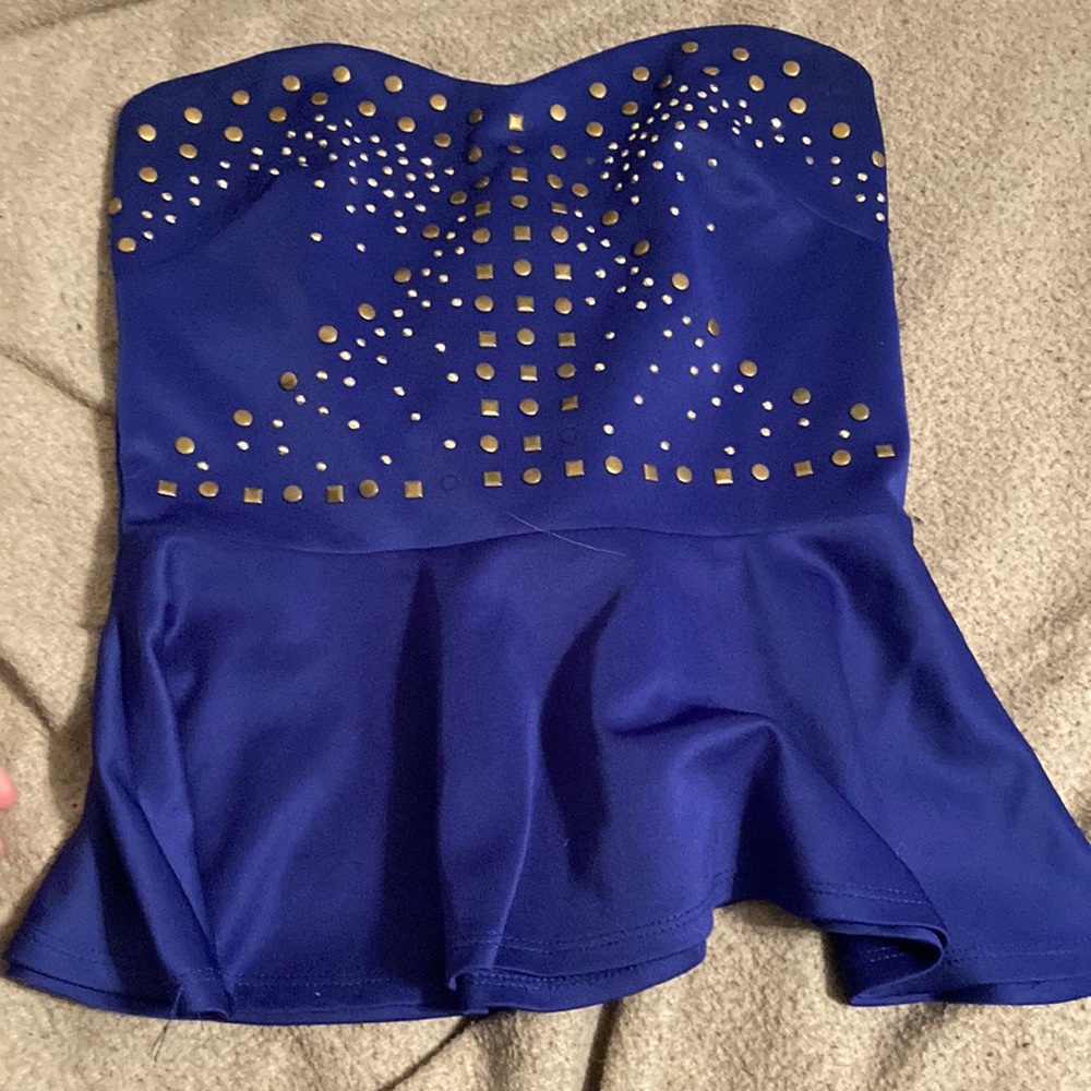 Rue21 m strapless blue sequined shirt